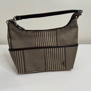 Lauren Ralph Lauren Houndstooth Shoulder Bag Brown Tan
